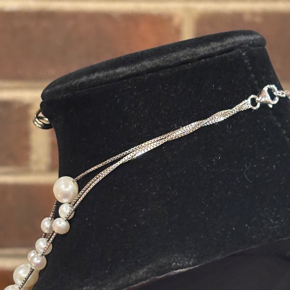 Triple Strand 925 Sterling Silver and Pearl Necklace.16, 17, and 18 inches long - Picture 7 of 7